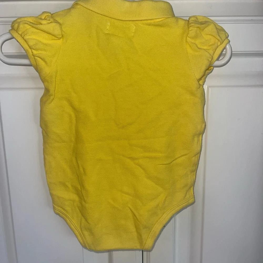 Ralph Lauren One Piece  Polo Shirt Infant Girls Sz 3M‎ Yellow Ruffle
